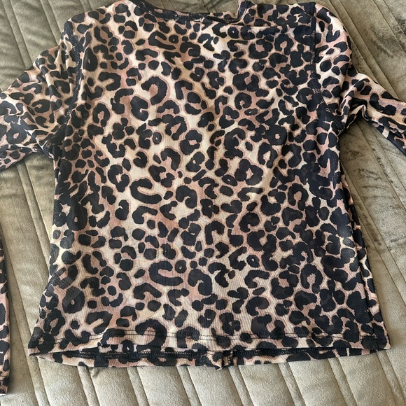 Leopard Print Mesh Cardigan Top - Picture 4 of 6
